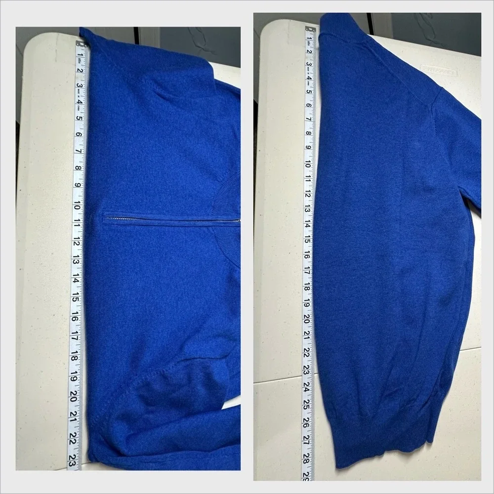 Peter Millar‎ 1/4 Zip Pullover Men Size Medium Blue Cotton Nylon Silk Cashmere